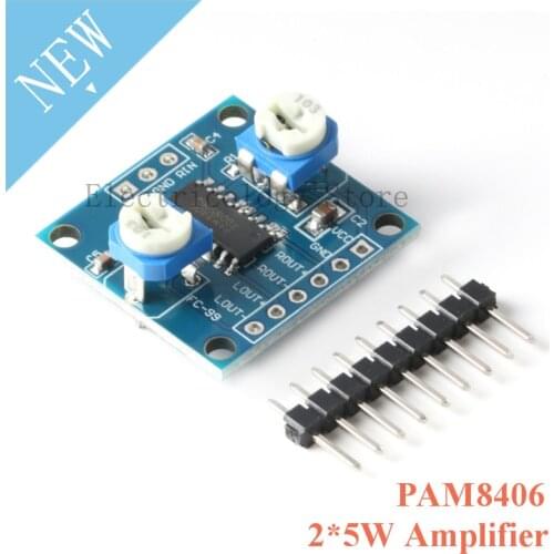 PAM8406 Digital Amplifier Board Module 2*5W With Volume Potentiometer 5V 2x5W Class D Power Amplifier Stereo M70