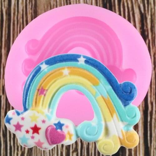 Rainbow Silicone Mold Cake Decorating Tools Cupcake Topper Fondant Molds Candy Chocolate Gumpaste Moulds Kitchen Baking Mould