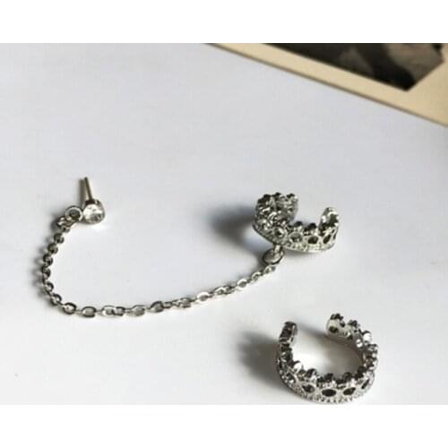 Earrings 2021 Trend Korean Fashion Vintage Circle Ear Cuff Tassel Link Chain Clip on Earrings for Women Piercing Jewelry