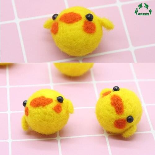 Wool Felt Cartoon Chick for Baby Girl diy hairpin 10pcs Handmade Felt Yellow Chick Doll Accessories