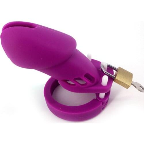 Silicone Male Bondage Penis Sleeve Chastity Device Lock Ring Cock Cage Locking Erotic Bdsm Sex Toys For Men Couples
