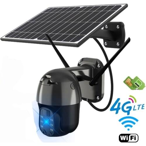HONTUSEC 4G SIM Card Solar Powered Outdoor Waterproof 3MP 1536P Solar Panel IP PTZ Night Vision Video Surveillance CCTV Camera
