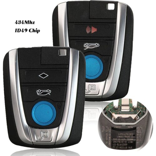 Jingyuqin Smart Remote Control Car Key Fob 4 Buttons 434Mhz ID49 For BMW i3 i8 2014 2015 2016 2017 FCC ID: NBGIDGNG1, 185409-10