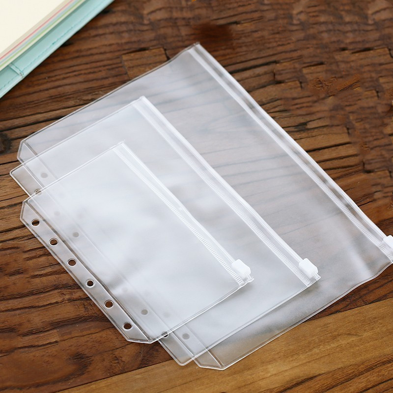 A5/A6/A7 Waterproof PVC Spiral Zipper Bag Transparent Loose sheet Card Holder Bag Notebook Accessories