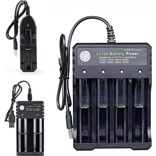 3.7V 18650 USB Charger Li-ion Battery Power 1-4 Slots Independent Charging Portable 18350 16340 14500 Battery Charger