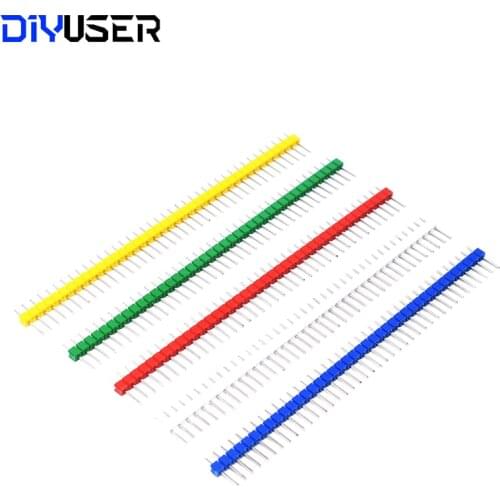 10pcs/lot 2.54mm Green + White + Red + Yellow + Blue Single Row Male 1X40 1*40 Pin Header Strip ROHS CGKCH090