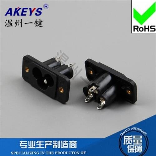 10pcs AC-030B three holes 180 degrees female Plum head power socket With gold-plated Threaded fixing