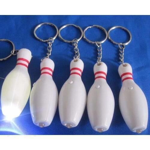 100pcs New Design Mini Cute Keychain Light Bowling keychain Pin free shipping