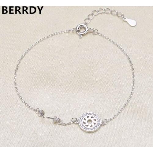 2 COLOR 925 Silver Bracelet Chain, Fashion Charm Bracelet Chain Settings Jewelry Parts Fittings Charm Accessories