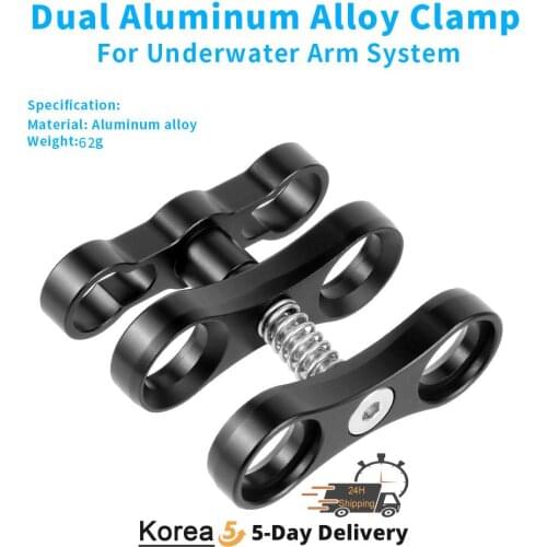 Aluminum Alloy 2-Hole Diving Lights Ball Butterfly Clip Arm Clamp Mount for GoPro Hero 7 6 5 4/ Xiaoyi/ Sjcam Sports Action Cam