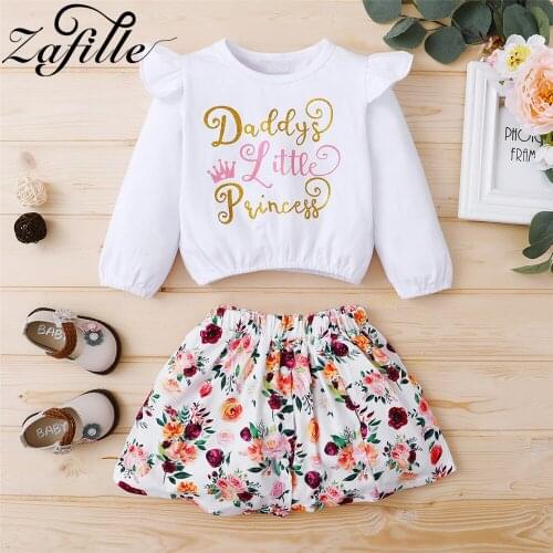 ZAFILLE 1-6Y Autumn Childrens Clothing Girls Outfits 2pcs Littler Princess T-shirts and Skirts Toddler Kids Girl Clothes Set
