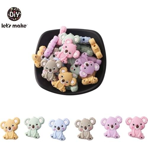 Lets make 20pcs Silicone Koala Mini Beads Food Grade Baby Nursing Gifts Diy Chain Safe Combinations BPA Free Baby Teether