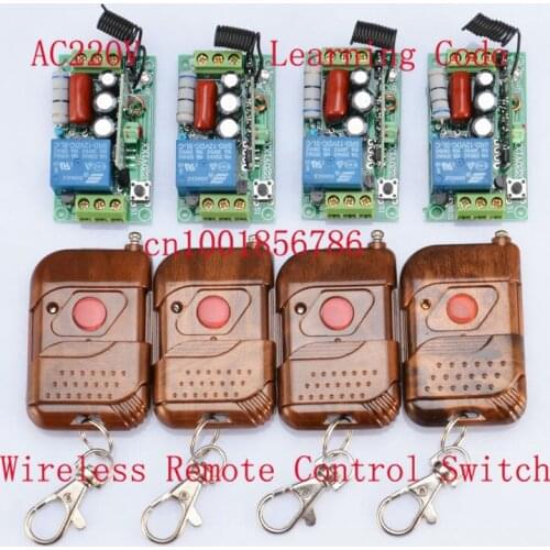 220V 1CH RF Wireless Remote Switch 1Receiver&T1ransmitter Light Lamp LED SMD ON OFF Switch10A Relay Momenrary Toggle 4pcs/lot