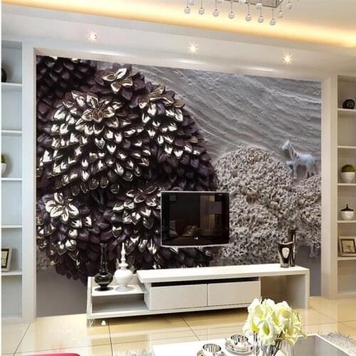 Wellyu 3D landscape painting relief plaster landscape painting relief wall background custom large fresco green wallpaper