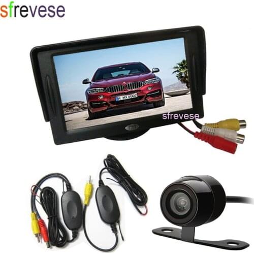 4.3" LCD Screen Monitor + Car Rear View Kit Wireless Mini Reversing Parking Backup Camera 170 Degree Wide Angle