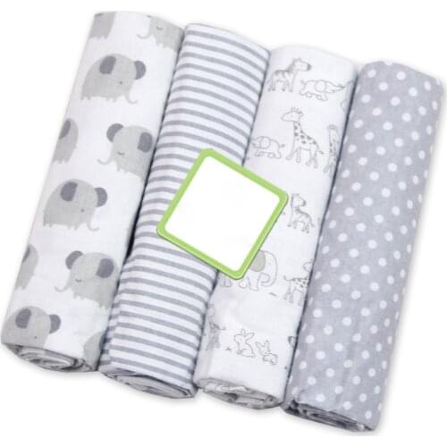 4 Pcs/pack 100% Cotton Flannel Receiving Baby Blanket Soft Baby Muslin Diapers Newborn Swaddle Wrap Muslin Swaddle 76*76 CM