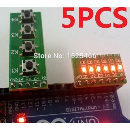 5PCS LED + Button kit for Arduino UNO MEGA2560 Pro mini nano due Raspberry Pi Teensy++ ARM AVR PIC Development Board