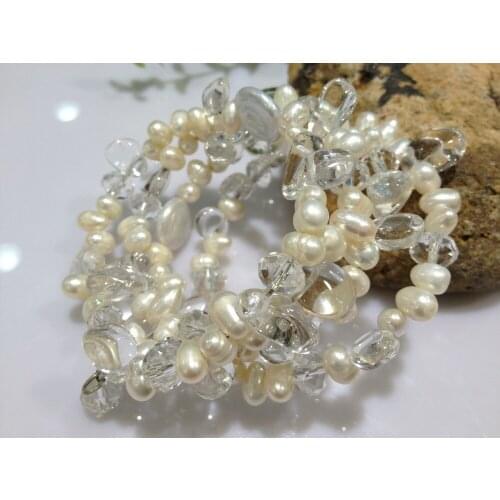 Natural Crystal Freshwater Pearl Bracelet Irregular Dancing Pearl And Coin Pearl Free Shipping Cuff Bracelet