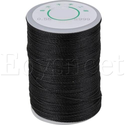 Black Leather Sewing Handicraft Round Polyester Waxed Thread Cord 0.55mm 113m