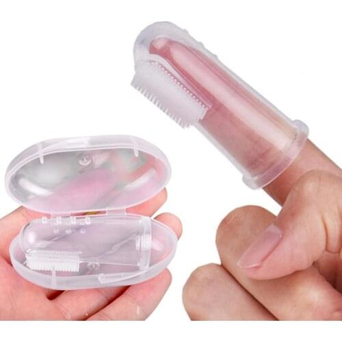 Baby Finger Toothbrush With Box Children Teeth Clear Massage Soft Silicone Infant Rubber Cleaning Brush Infant Massager M0021