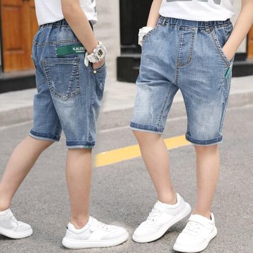IENENS Kids Boys Summer Jeans Cloose Capris Children Denim Mid Pants Baby Boy Stretch Knee Length Cowboy Trousers Clothing