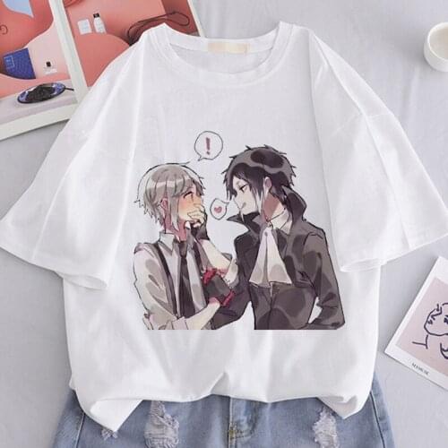 Bungo Stray Dogs Graphic Print T-shirt Women Harajuku Aesthetic White Tops Tshirt Tee 2021 Summer Japan Anime Y2k Female T Shirt