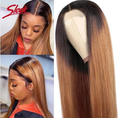 Sleek 4x4 Lace Closure Human Hair Wigs 180% Density Brazilian Straight Human Hair Wig Ombre 99J Color Pre Plucked With Baby Hair