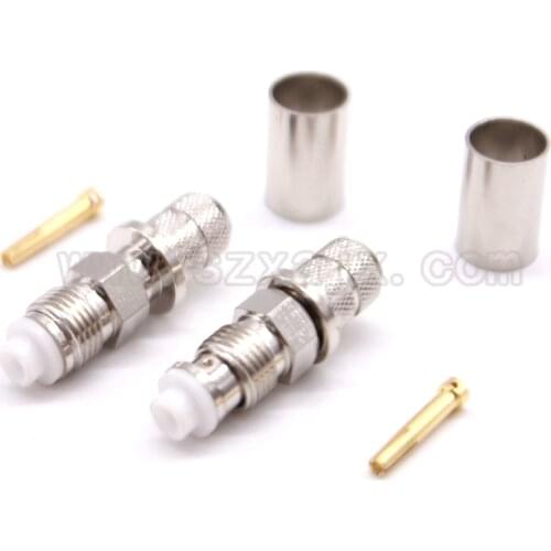 JX connector 100pcs FME female Jack connector crimp for RG8 7D-FB LMR400 RF Coax cable stock fast ship