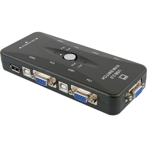 4 port kvm switch USB 2.0 VGA Splitter Printer Mouse Keyboard Pendrive Share Switcher 1920*1440 VGA Switch Box Adapter
