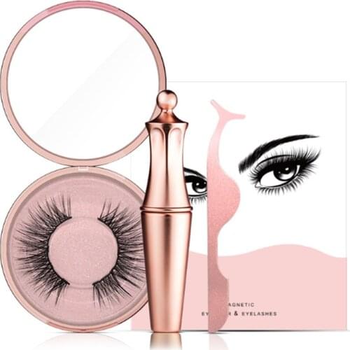 Magnetic Liquid Eyeliner & Magnet False Eyelashes & Tweezer Set Natural Long Fake Eye Lashes Kit Easy To Wear