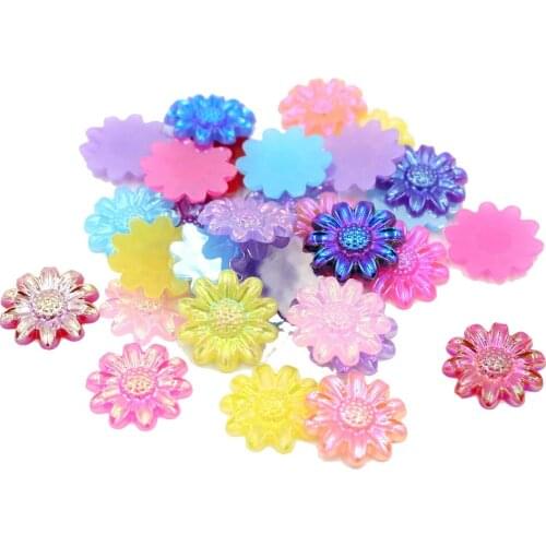 New 100pcs/Lot 13mm Multi Jelly AB Colors Sunflower Design Cabochons Acrylic Rhinestone For DIY Jewelry Making