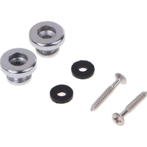 OOTDTY 2 Chrome Strap Button Locks Washer Screws Replacement Part For Mandolin Guitar Belt buckle