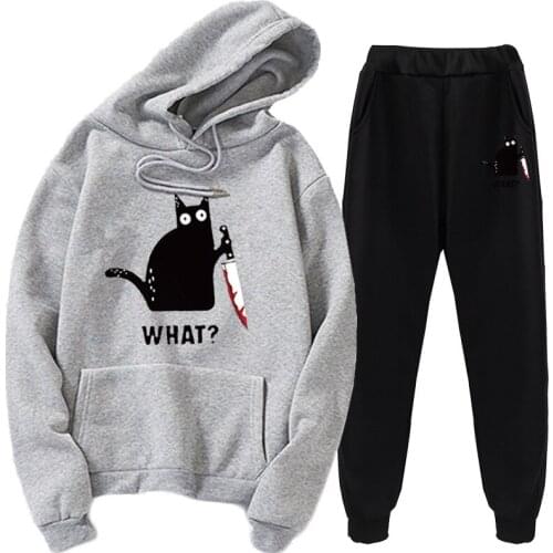 2020 Autumn Winter Women Fleece Hoodies Two Piece Set Lady Tracksuits Sweatshirts Jogger Pants Thick Warm Clothing