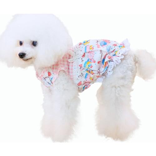 Summer Cat Dog Dress Lace Pet Clothes Print Skirt for Small Dog Costumes Yorkshire Bichon Corgi Teddy Poodle Pug Schnauzer Dress