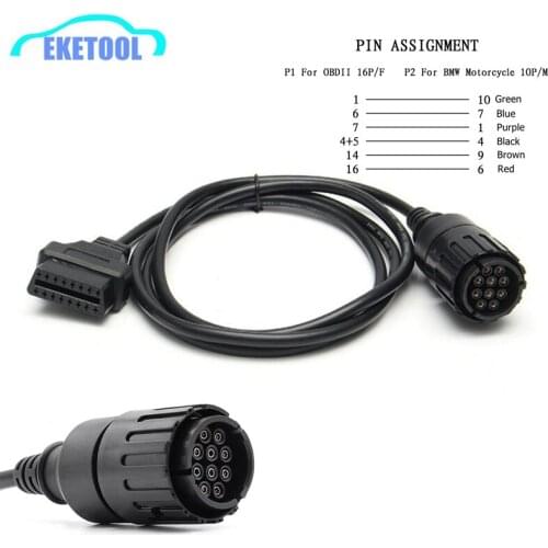 Fits BMW ICOM D Cable ICOM D Motorcycles Motobikes 10 Pin Adaptor For BMW 10Pin OBD1 to OBD2 16Pin OBD2 Extension 150CM