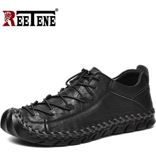 Мужские кожаные кроссовки REETENE China At AliExpress