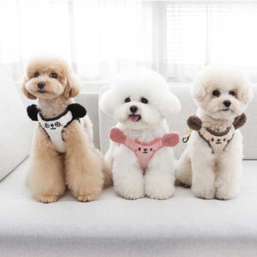 Pet Harnesses Vest Soft Wool Adjustable Outdoor Walking Running Lead Leashs for Teddy Bear Pomerang Cat Dogs Training Accessorie