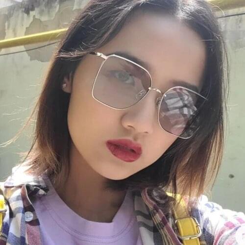Metal Frame Square Womens Sunglasses Trend Large Size Colorful Clear Ocean Lens Sun Glasses Women Men Eyeglasses Brand Designer