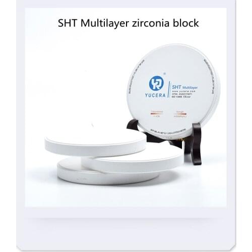 Dental CAD CAM multilayer 14 MM SHT Zirconia Blocks Teeth Veneers Denture CE Certificate