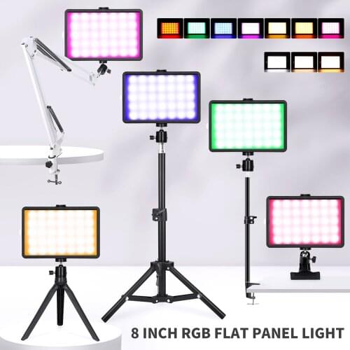 RGB Dimmable LED Video Light Panel USB Plug 2500k-6000k Photography Lighting For Live Stream Photo Studio Fill Lamp Three Color