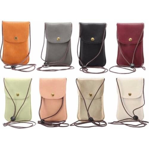 Universal Leather Cell Phone Bag Shoulder Pocket Wallet Pouch Case Neck Strap For Samsung For iPhone For Huawei For HTC LG