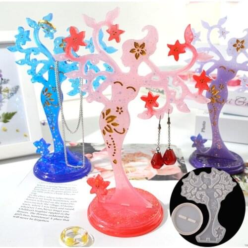 Flamboyant Woman Silicone Molds for DIY Trinket Tray Molds Full Dress Woman Display Tray Moulds for Resin