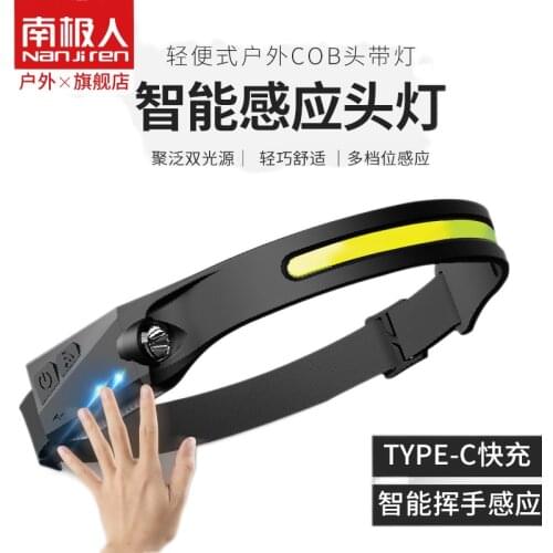 Full angle headlight glare inductive charging pan head mounted bright flashlight dedicated fishing head lamp