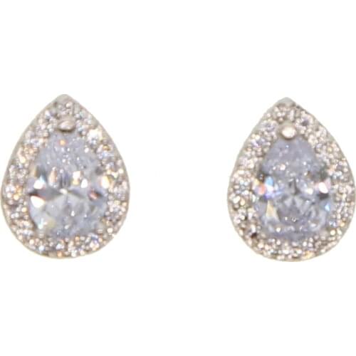 Shiny Sparkling Colorful CZ Tear Drop Wedding Stud Earrings Bridal Crystal Rose gold color drops earrings jewelry For Women