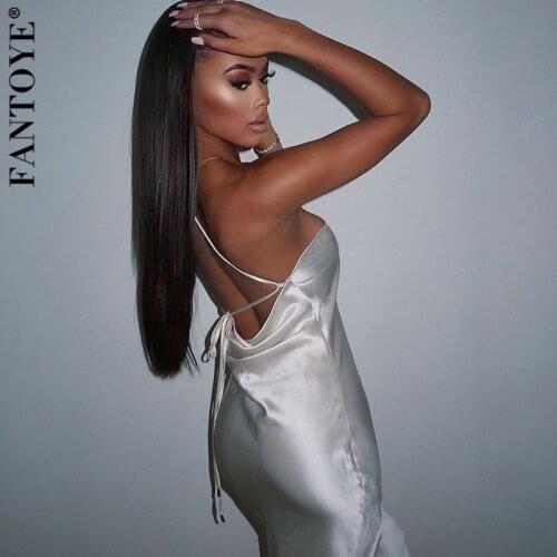 FANTOYE Backless Satin Summer Party Dress Women White Spaghetti Strap Elegant Midi Vestidos Dress For Women Clubwear Dress 2021