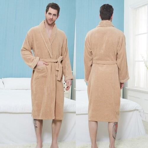 Winter Bathrobe Men 100% Cotton Thick Warm Towel Couple Plus Size Bathrobe Couple Pajamas Nightgown Men and Women Pajamas Autumn