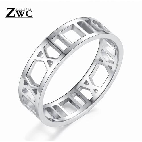 ZWC Exquisite Fashion Simple Openwork Rings for Women Men Party Wedding Romance Titanium Steel Ring Gift Jewelry Wholesale