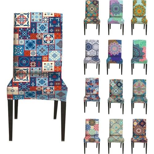 1/2/4 Pcs Printed Spandex Stretch Wedding Banquet Chair Cover Party Decor Chair Covers for Dining Room Seat Cover Kitchen D30