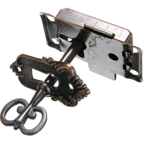 1PC Cabinet Door Lock with Key Decorative Cover Curio Replacement Antique Vintage Style Lock