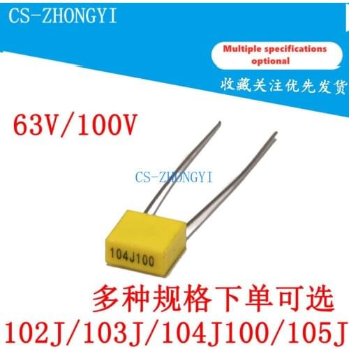 10pcs calibration capacitor 102J / 103J / 104j100 / 105J 63v 100V 1 / 10 / 100nF 0.1uF 1uF
